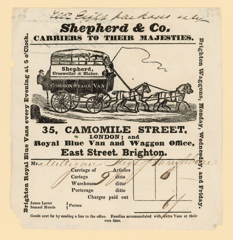 Shepherd & Co bill. Brighton til London af English School