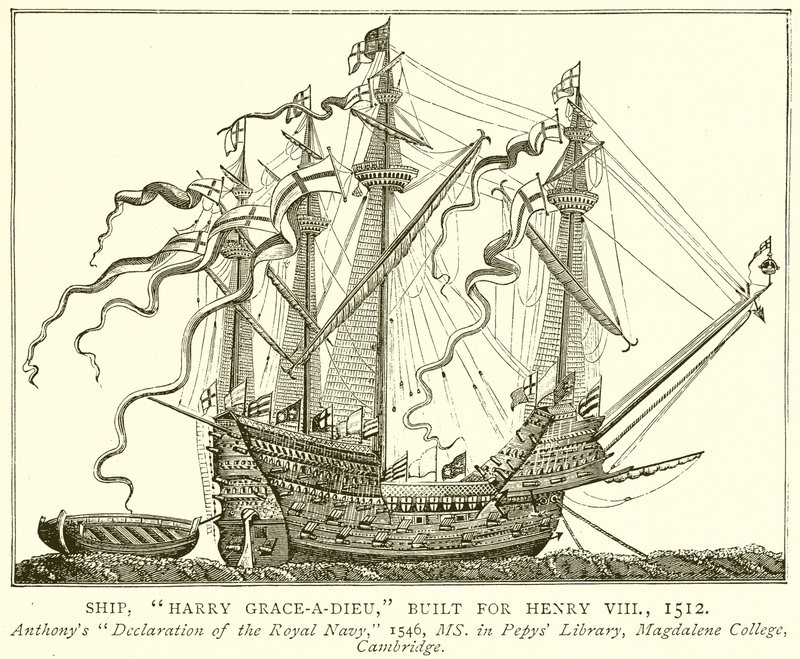 Skib, Harry Grace-a-Dieu, bygget til Henrik VIII, 1512 af English School