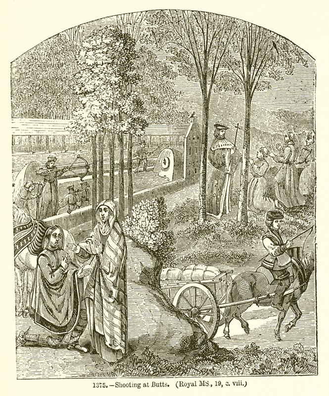 Skyder mod numser. (Royal MS, 19, o. Viii) af English School