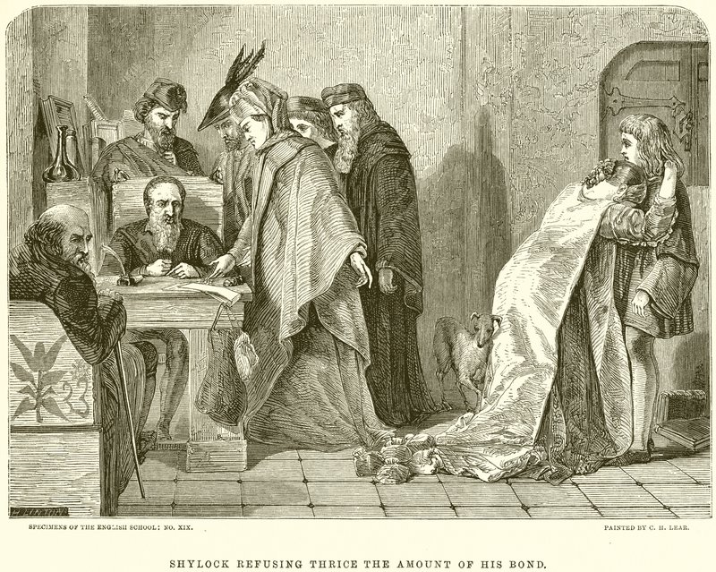 Shylock nægter tre gange beløbet af sin obligation af English School