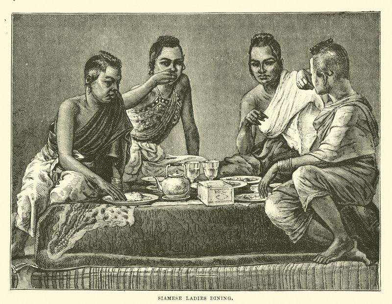 Siamese ladies dining  af English School