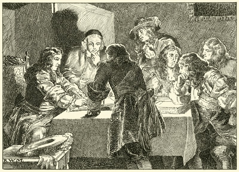 Underskriver invitationen til William af Orange (blæk på papir) af English School