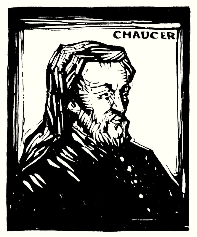 Silhuetportræt, Geoffrey Chaucer (litografi) af English School