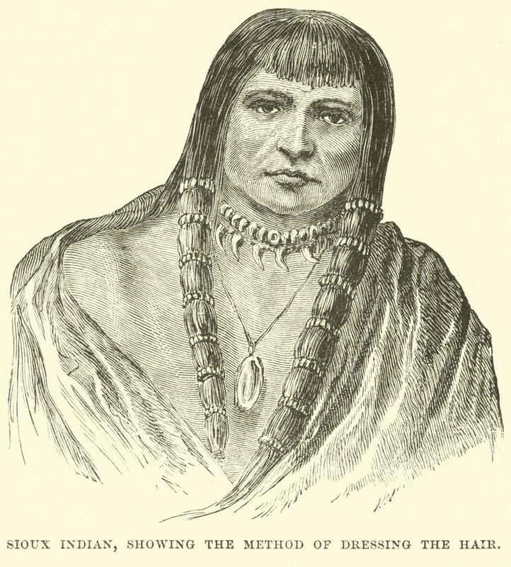 Sioux Indian, der viser metoden til at klæde håret på af English School