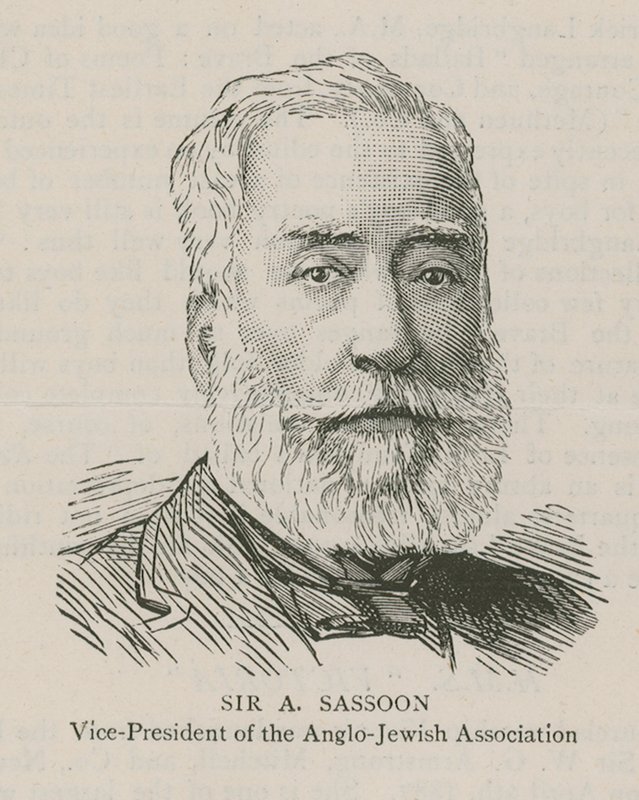 Sir A Sassoon, vicepræsident for Anglo-Jewish Association af English School