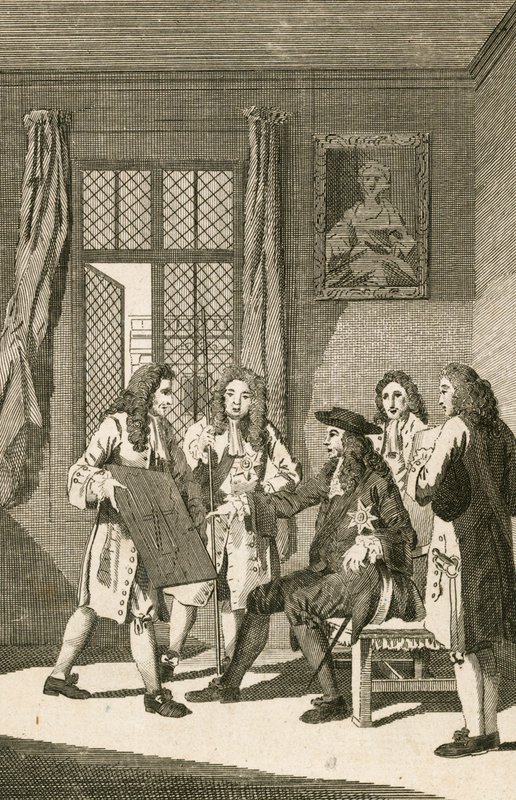 Sir Christopher Wren præsenterer for kong Charles II sin plan for genopbygningen af London af English School