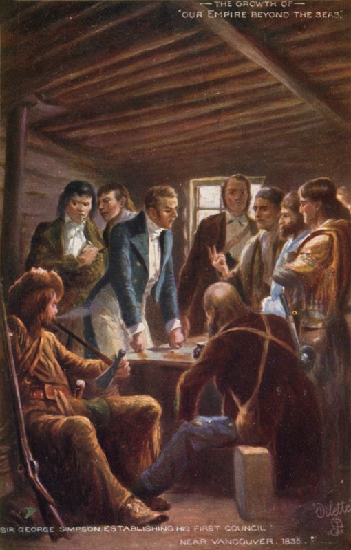 Sir George Simpson etablerede sit første råd nær Vancouver, 1835 af English School