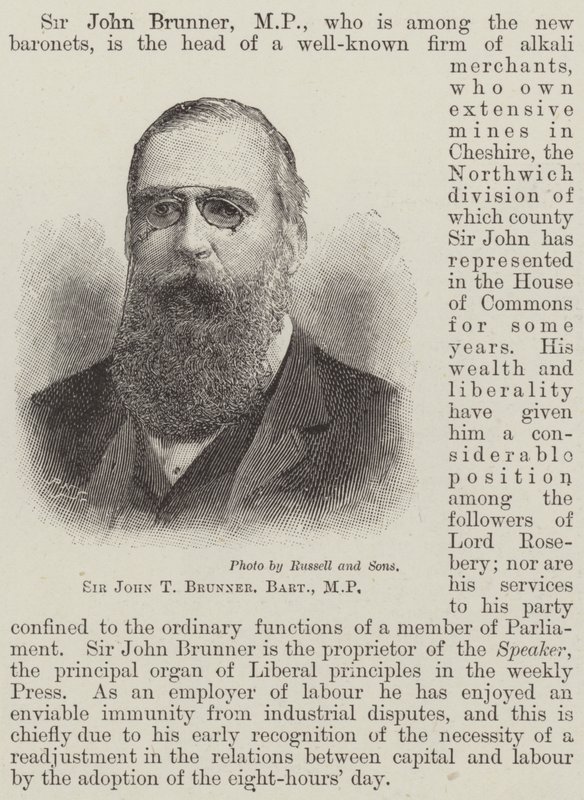 Sir John T Brunner, Baronet, MP (gravering) af English School