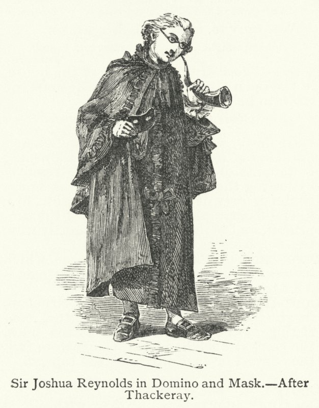Sir Joshua Reynolds i Domino og maske (kobberstik) af English School