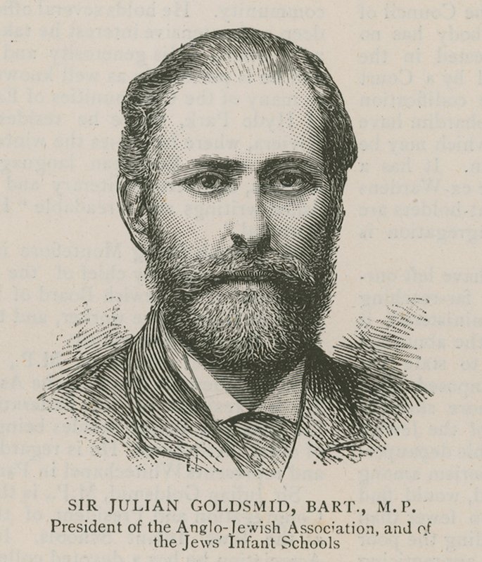 Sir Julian Goldsmid, Bart, MP, formand for den anglo-jødiske forening og for jødernes spædbørnsskoler af English School