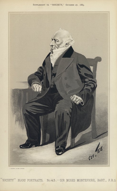 Sir Moses Montefiore (farve litho) af English School