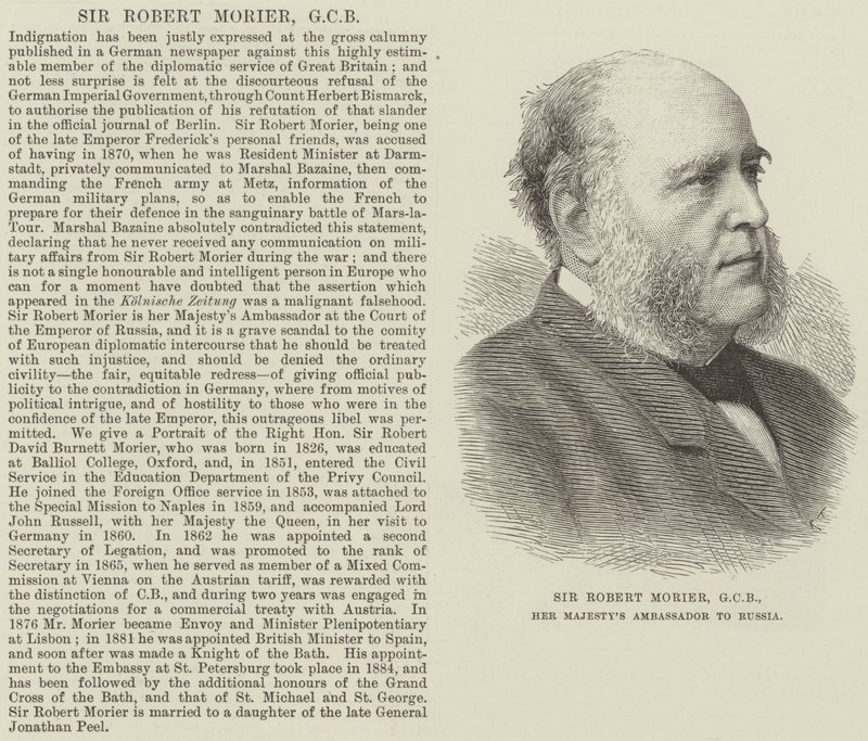 Sir Robert Morier, GCB, Hendes Majestæts ambassadør i Rusland (gravering) af English School