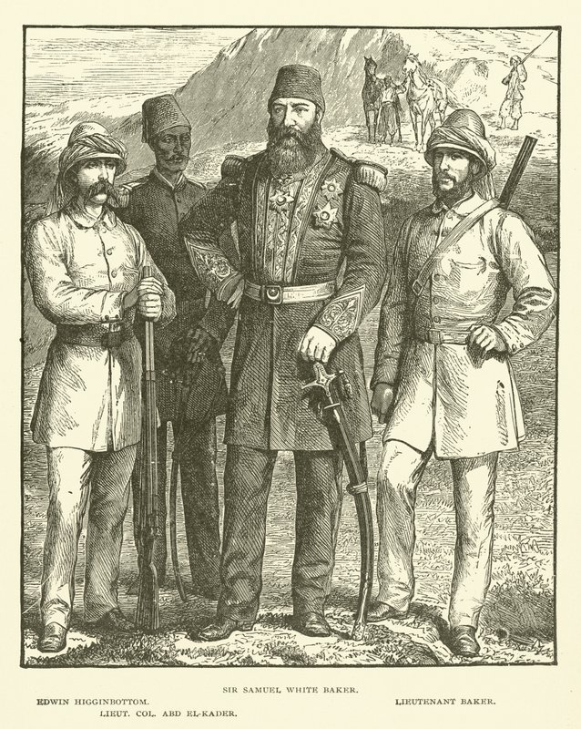 Sir Samuel White Baker, Edwin Higginbottom, løjtnant Baker, oberstløjtn Abd El-Kader (gravering) af English School