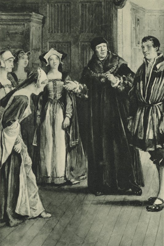 Sir Thomas More bringer Holbein hjem (litho) af English School