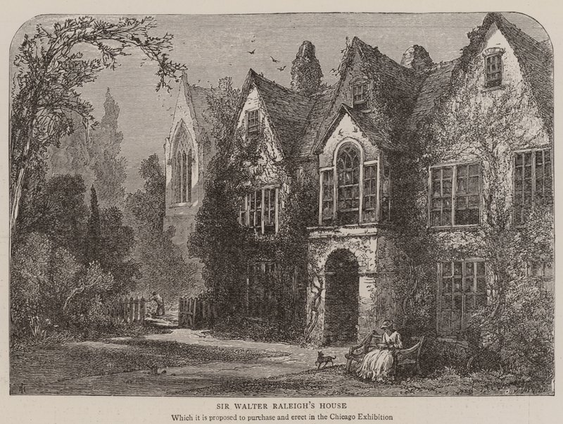Sir Walter Raleighs hus (gravering) af English School