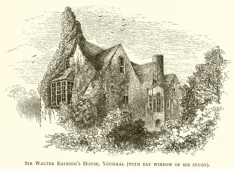 Sir Walter Raleighs House, Youghal (med bugnende vindue på hans arbejdsværelse) af English School