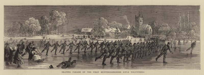 Skøjteparade af de første Huntingdonshire Rifle Volunteers (gravering) af English School