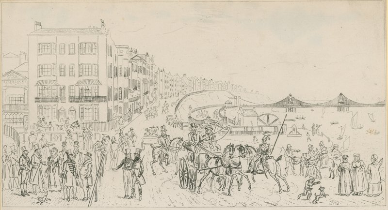 Skitse af strandpromenaden ved Brighton af English School