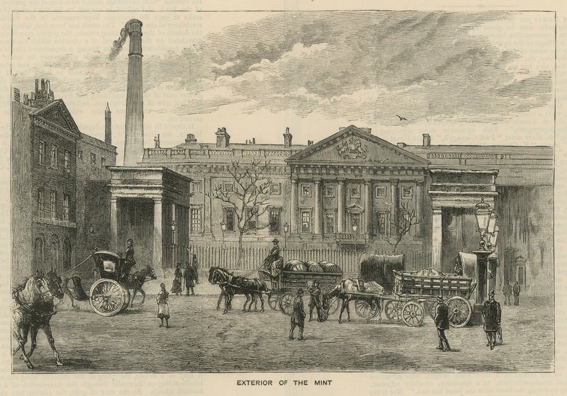 Skitser ved Royal Mint, Tower Hill; møntens ydre af English School