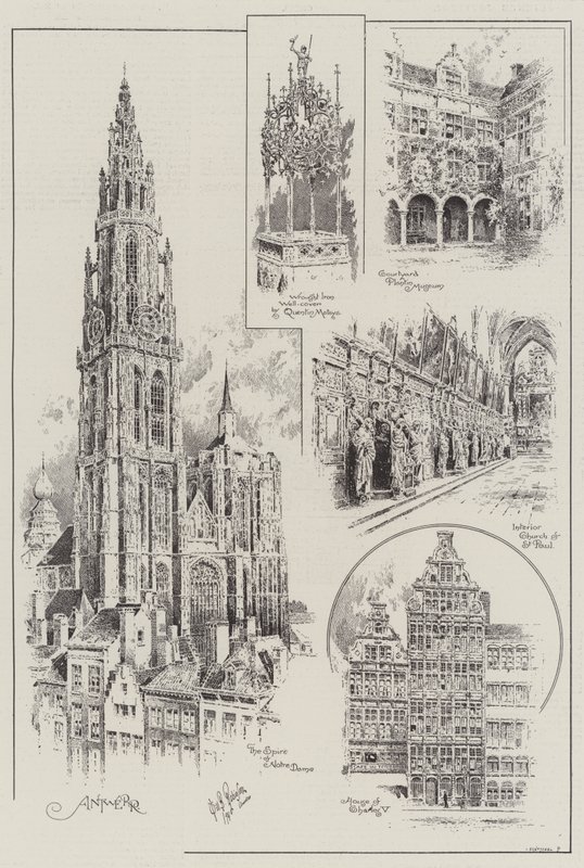Skitser af Antwerpen (gravering) af English School