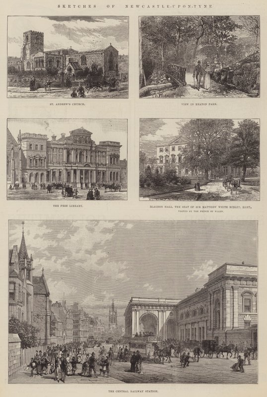 Skitser af Newcastle-upon-Tyne (gravering) af English School