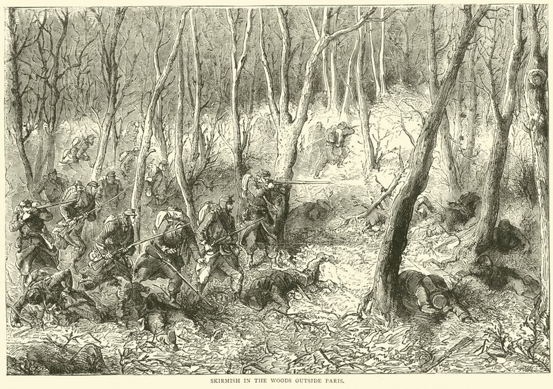 Træfning i skoven uden for Paris, oktober 1870 af English School