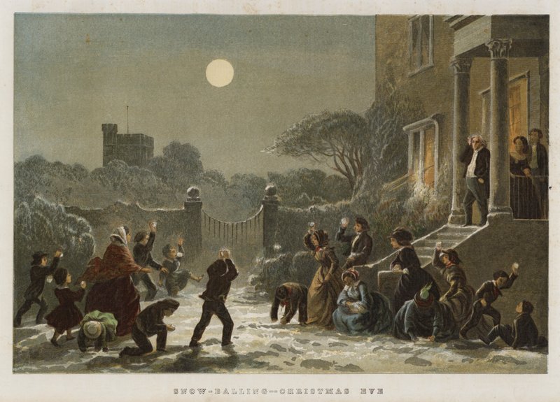 Snebold, juleaften (chromolitho) af English School