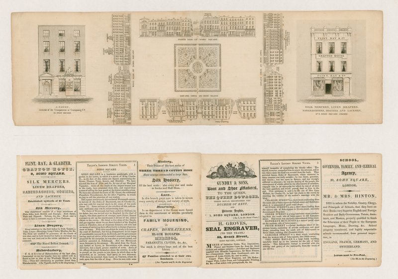 Soho Square, Talliss London Street Views, ca 1838 af English School