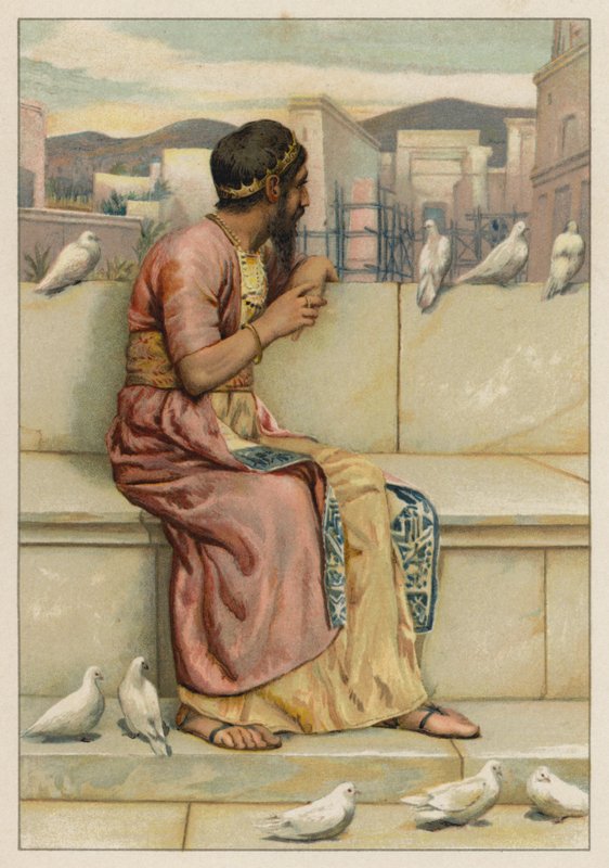Salomon ser på bygningen af templet (chromolitho) af English School