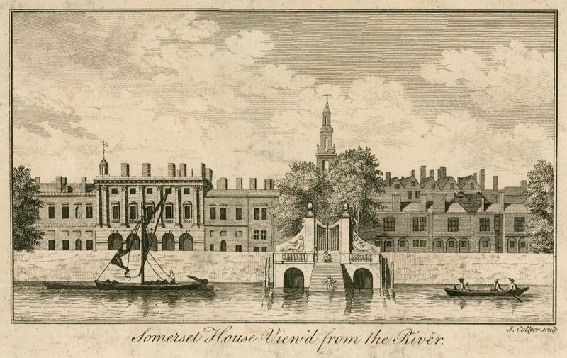 Somerset House, The Strand, London, set fra Themsen af English School