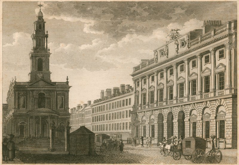 Somerset House og St Mary-le-Strand, The Strand, London af English School