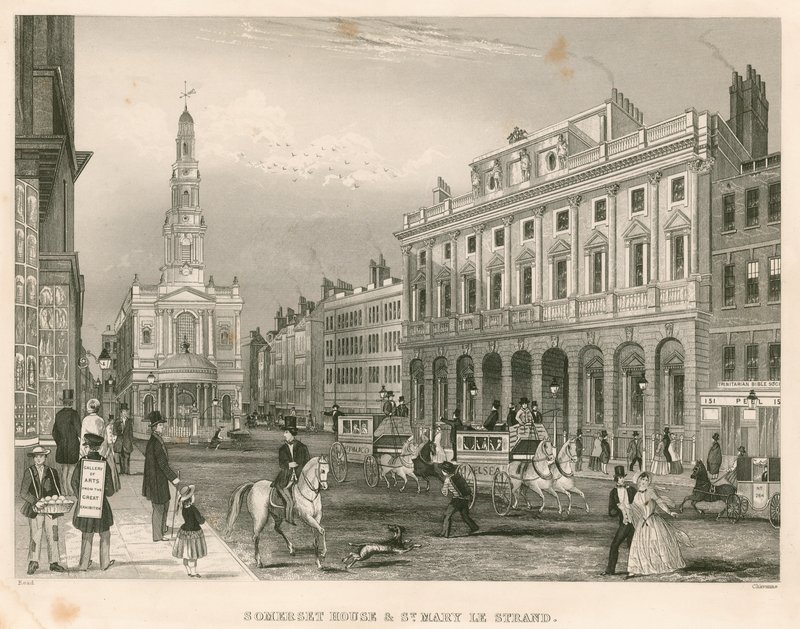 Somerset House og St Mary-le-Strand, The Strand, London af English School