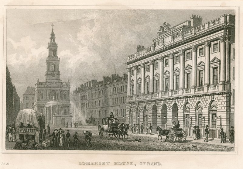 Somerset House og St Mary-le-Strand, The Strand, London af English School