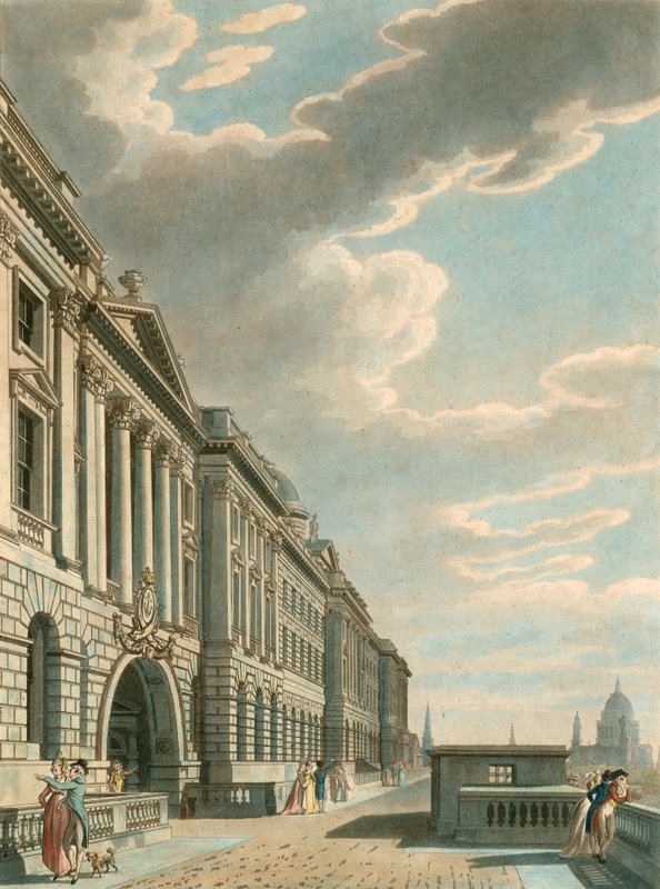 Somerset Terrace langs Themsen, Somerset House, The Strand, London af English School
