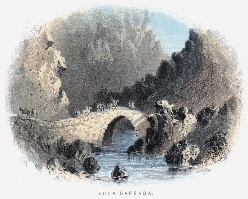 Souk Barrada (farvet gravering) af English School