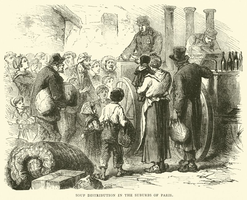 Suppe distribution i forstæderne til Paris, december 1870 af English School