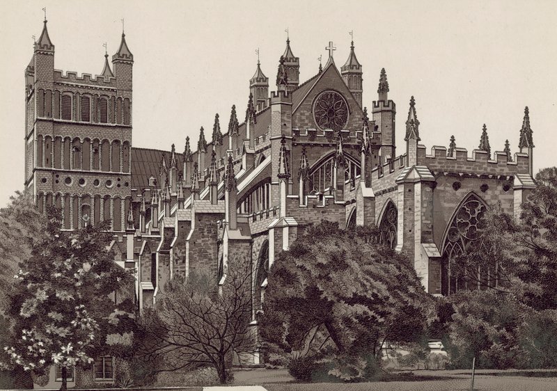 Sydøst, Exeter Cathedral (litografi) af English School