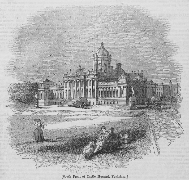 Sydfronten af Castle Howard, Yorkshire (gravering) af English School