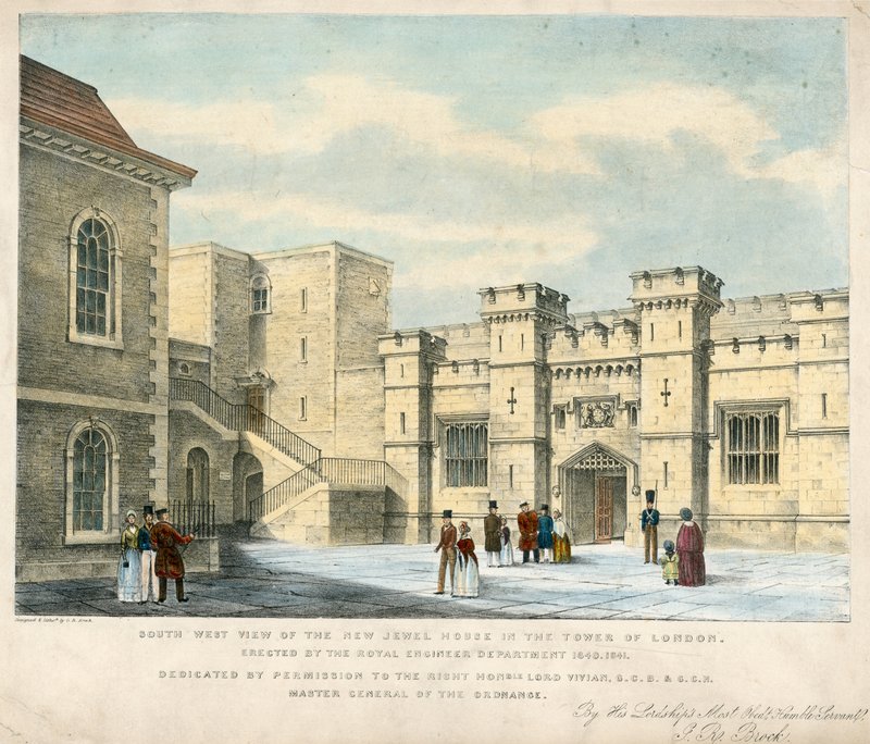 South West View af New Jewel House i Tower of London, opført 1840-41 af English School