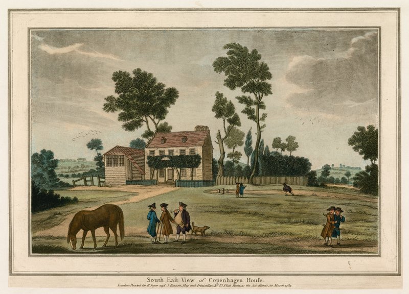 Sydøst udsigt over Copenhagen House, London af English School