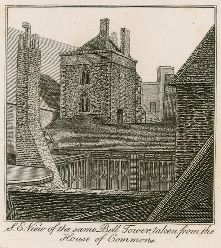 Sydøst udsigt over Klokketårnet, St Stephens Chapel, taget fra Underhuset af English School