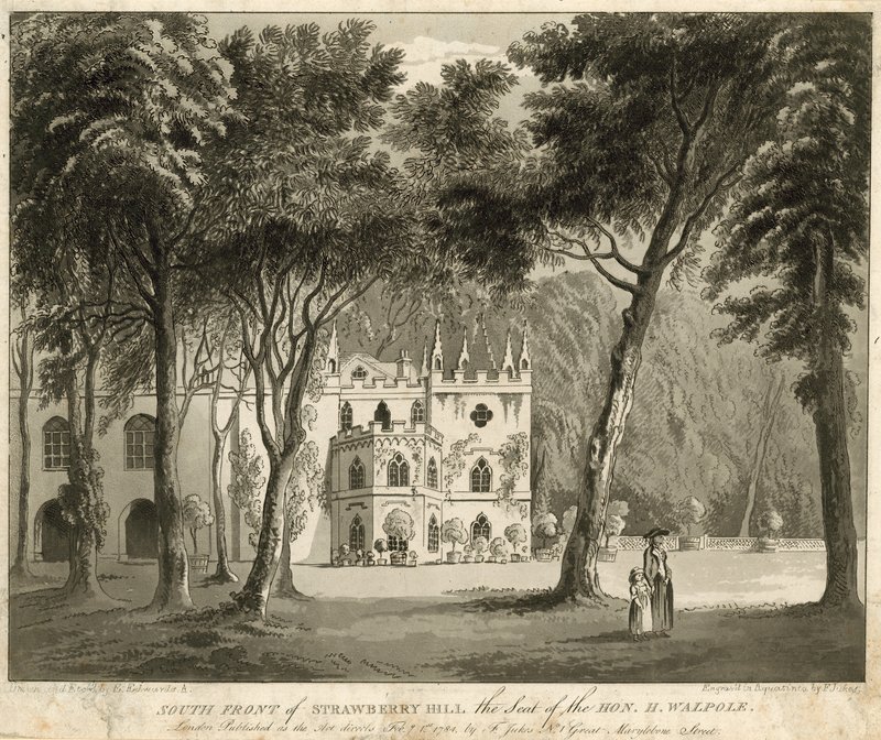 Sydfronten af Strawberry Hill, Twickenham, London, sæde for den ærede Horace Walpole af English School