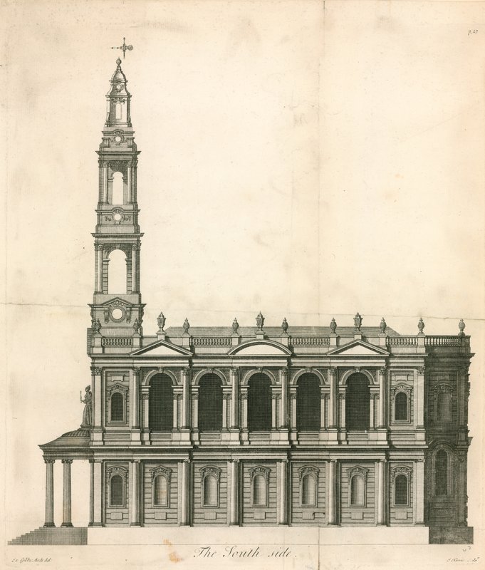 Sydsiden af St Mary-Le-Strand, Strand, London af English School