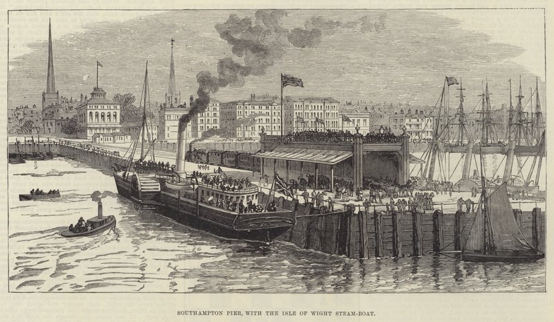 Southampton Pier, med Isle of Wight Steam-Boat (gravering) af English School
