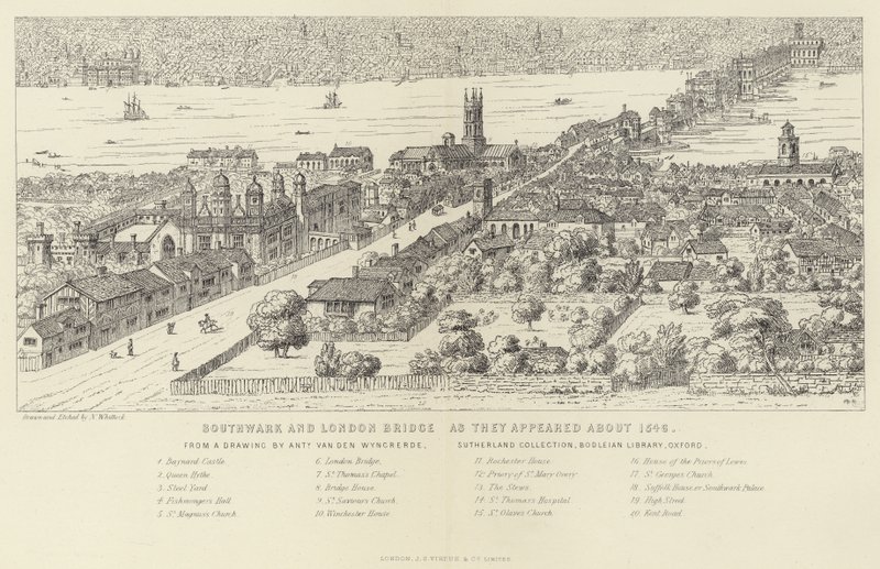 Southwark and London Bridge as they appeared about 1546  af English School
