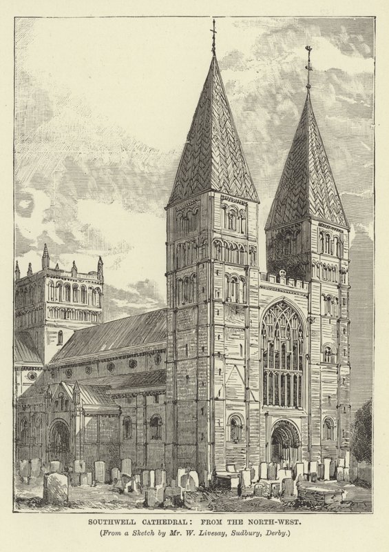 Southwell Cathedral, fra nordvest af English School