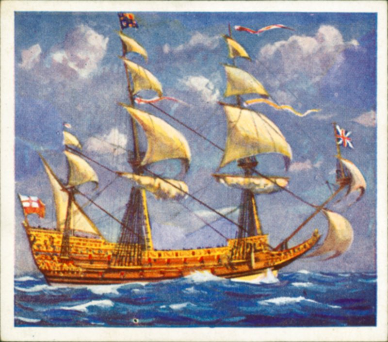 "Sovereign of the Seas" (farvelitografi) af English School