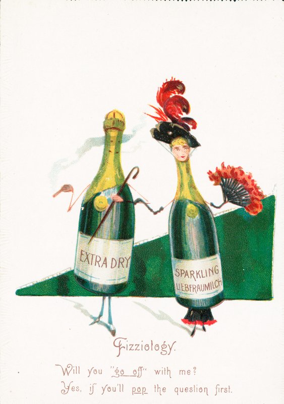 Mousserende vin, sandsynligvis julekort af English School