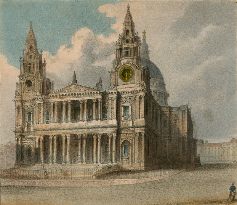 Spooners Protean Views: St Pauls Cathedral, der viser standene til City Companies og Christs Hospital på Queens besøg i Guildhall af English School