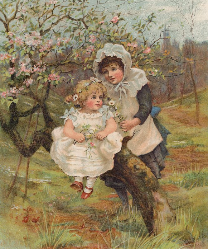 Forårsblomster i maj (chromolitho) af English School